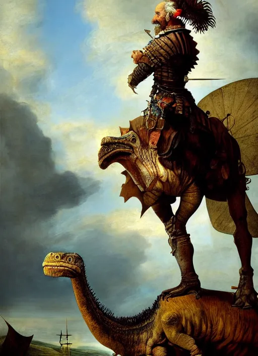 Portrait Of Don Quixote Sitting On A Tyrannosaurus Rex | Stable ...