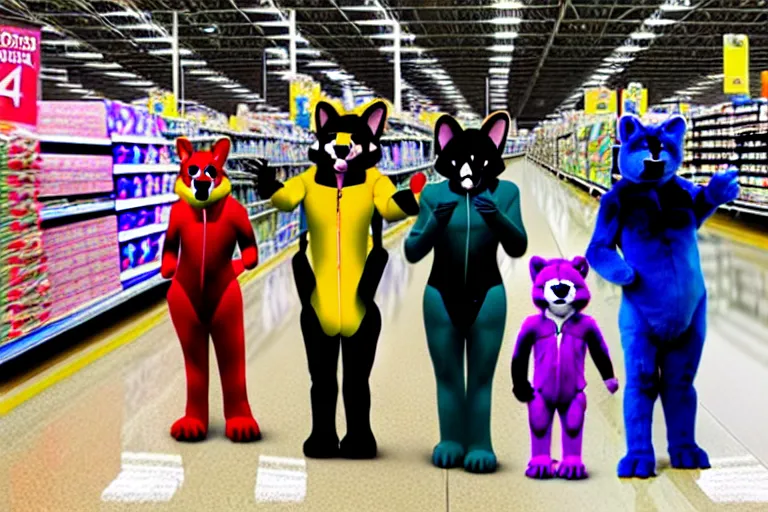 Image similar to photo of fursuits for sale at walmart on black friday