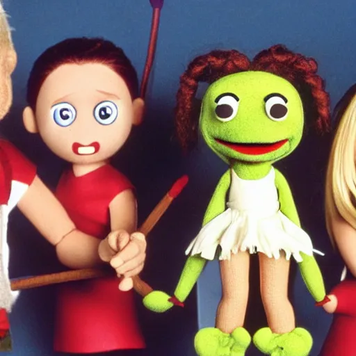 Prompt: Buffy the vampire slayer as a muppet