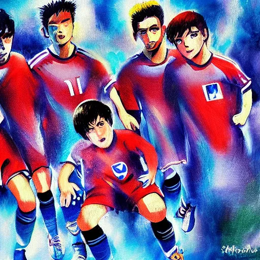 Image similar to disco diffusion painting of marseille football team by makoto shinkai, masterpiece, contest award winner