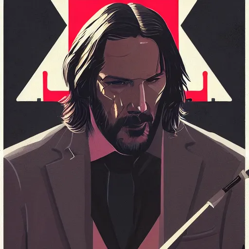 Prompt: John Wick Profile Picture by Sachin Teng, asymmetrical, Organic Painting , Matte Painting, geometric shapes, hard edges, graffiti, street art, 300 dpi :2 by Sachin Teng:4