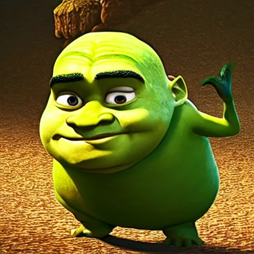 Prompt: nikocado avocado as Shrek, DreamWorks animation