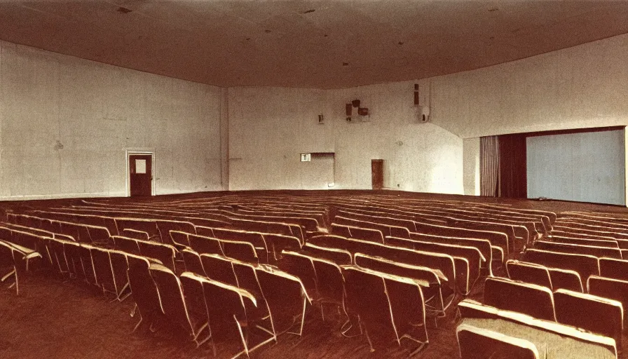 Image similar to 70s movie still of a man with very very long arms in an empty soviet ballroom, eastmancolor, heavy grain, high quality, higly detailed, liminal space