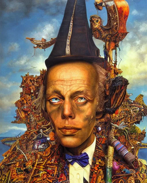 Image similar to a surrealistic portrait of a man, painting by Patrick Woodroffe, highly detailed, trending on artstationhq