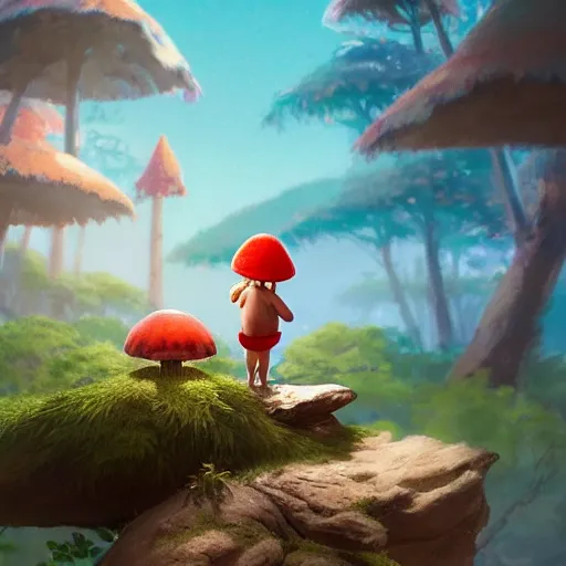 Prompt: a wholesome animation key shot of a small gorilla holding a amanita muscaria, chilled out smirk on face, driving a jeep, studio ghibli, pixar and disney animation, sharp, rendered in unreal engine 5, anime key art by greg rutkowski, bloom, dramatic lighting