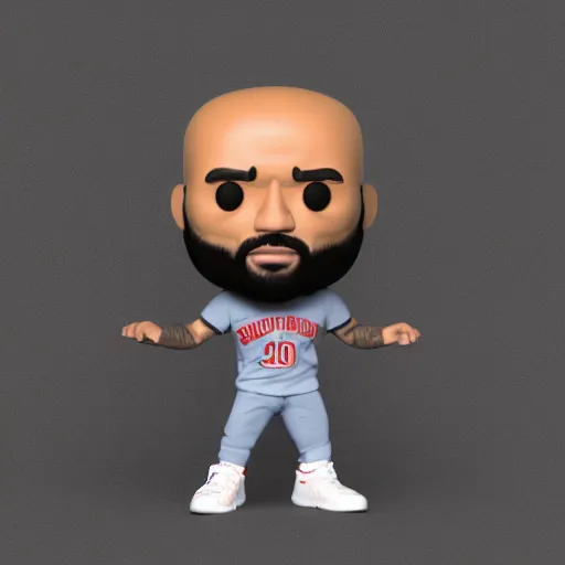 Image similar to full body 3 d render of joe budden as a full body funko pop!, studio lighting, grey background, single body, no shadow, blender, trending on artstation, 8 k, highly detailed