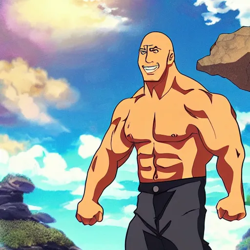 Image similar to dwayne the rock johnson anime