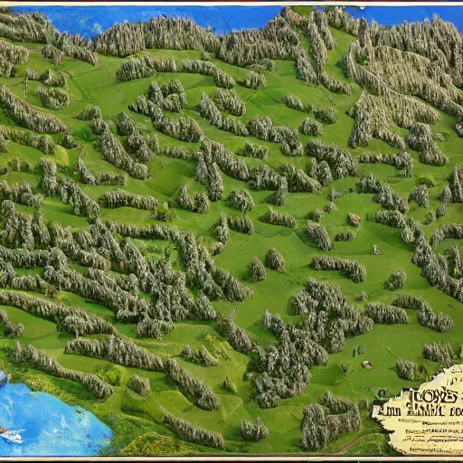 Image similar to miniature, h0, 1:87, Meadow, pathes, google earth, highly detailed, satellite image, game map, casual game, anno 1602, landscape