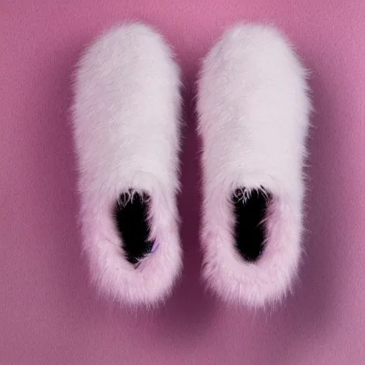 Prompt: nike shoe made of very fluffy pink faux fur placed on reflective surface, professional advertising, overhead lighting, heavy detail, realistic by nate vanhook, mark miner