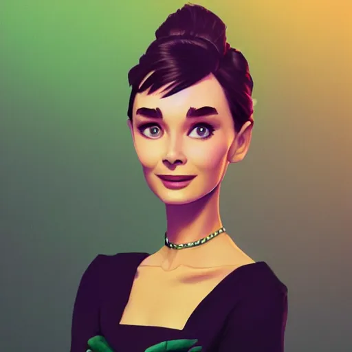 Prompt: portrait of audrey hepburn as malefica, green smoke leaving his empty eyes, mattepainting concept blizzard pixar maya engine on stylized background splash comics global illumination lighting artstation lois van baarle, ilya kuvshinov, rossdraws