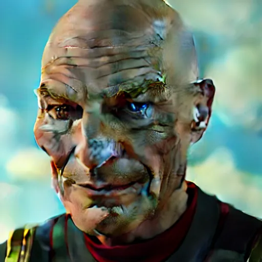 Prompt: captain picard made out of pure gold, unreal 5, hyperrealistic, octane render, cosplay, rpg portrait, dynamic lighting