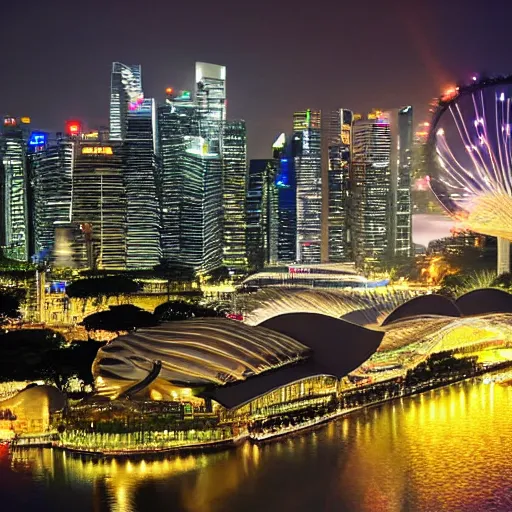 Prompt: The Singapore skyline