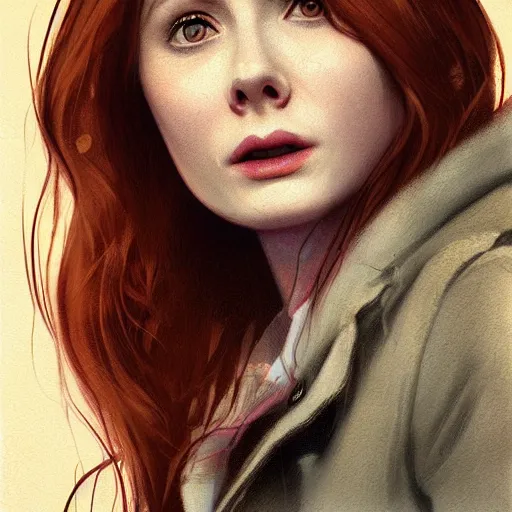 Prompt: close up of amy pond, realistic shaded, fine details, realistic shaded lighting poster by greg rutkowski