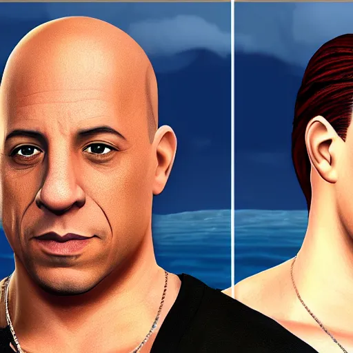 Prompt: vin diesel as a sims character