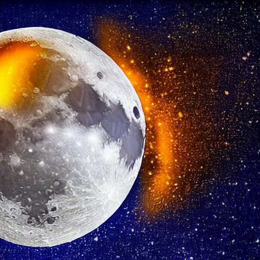 Image similar to the moon with honey poured on it, photorealistic, detailed, HDR, high contrast