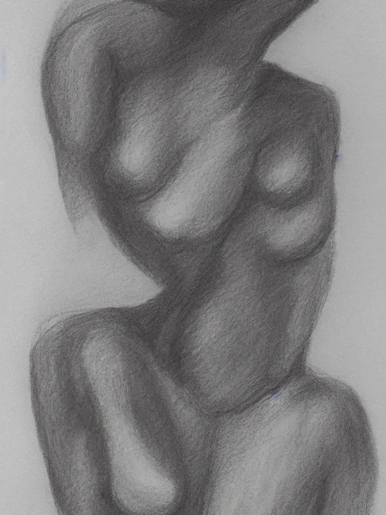 Image similar to chalk and charcoal life drawing of an elegant figure model | on toned paper