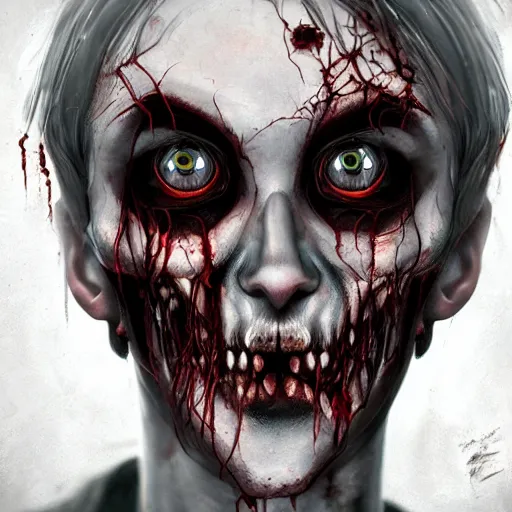 Prompt: decayed zombie face, symmetrical, artstation