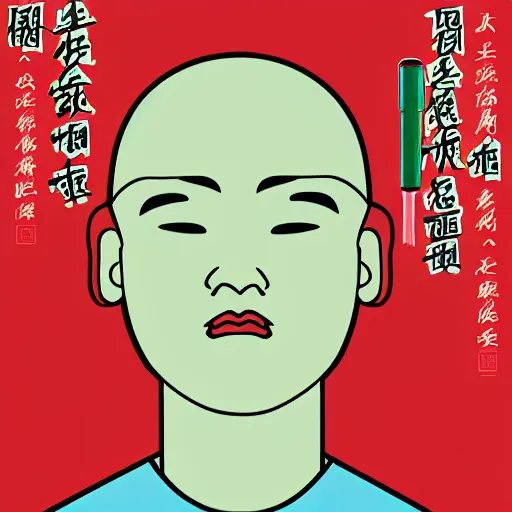 Image similar to chinese surgery on a patient, in the style of daniel johnston and outsider art, 8 k, line brush, minimal, overlaid with chinese adverts
