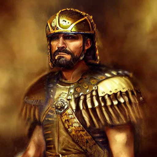 Image similar to a roman conquistador. trending on art station. 8 k. beautifully detailed. subject fully in frame. fantasy