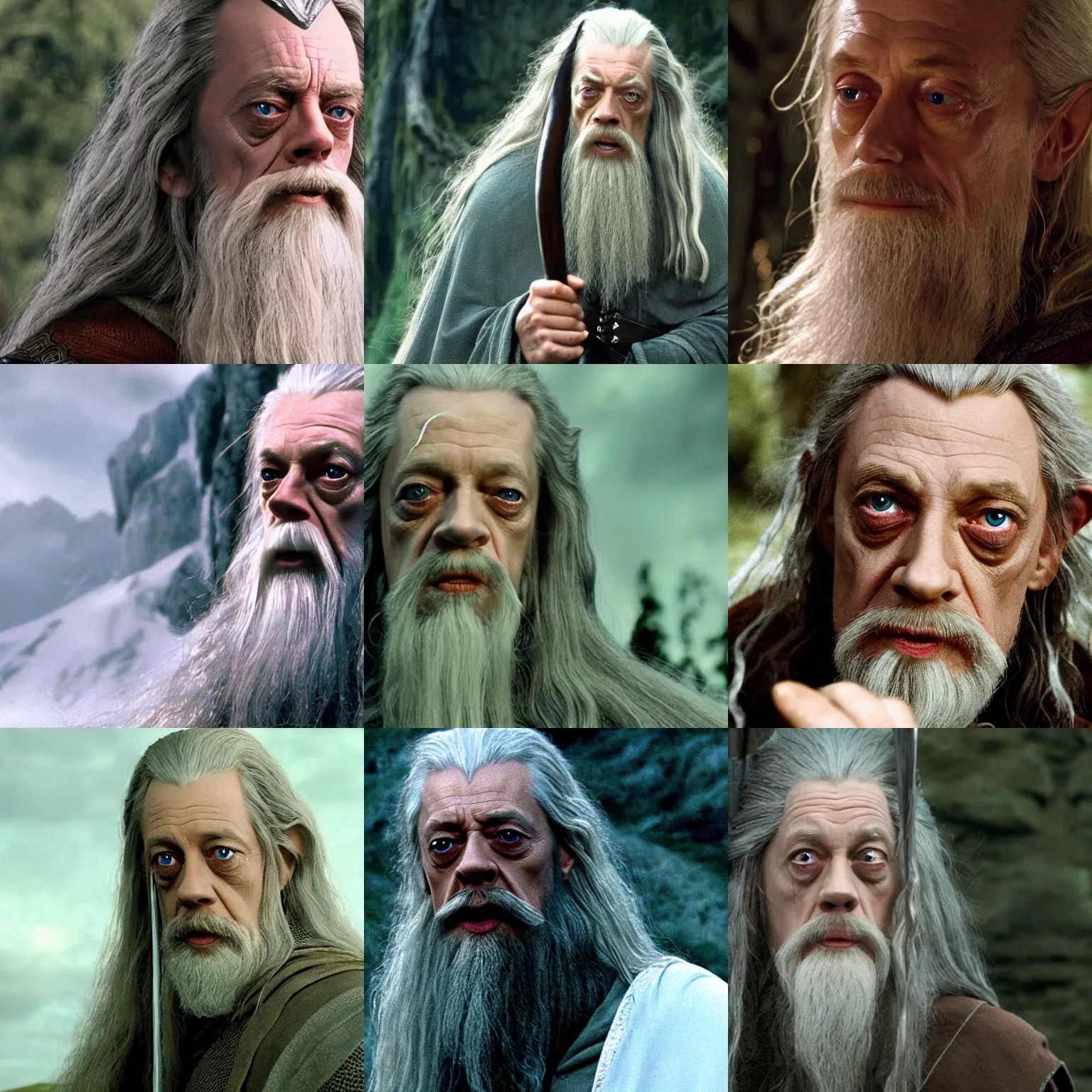 Prompt: film still of Steve Buscemi as Gandalf in Lord of the Rings, 4k