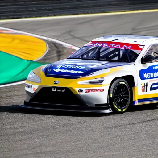 Prompt: GT4 Nissan Altimia race car racing on track photo 2022