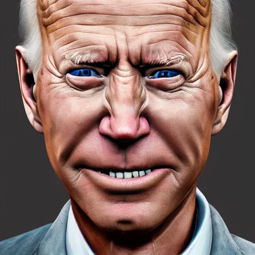 Image similar to hyperrealistic mixed media high resolution painting of Joe Biden Gollum from Lord of the Rings, stunning 3d render inspired art by Jamie Salmon and István Sándorfi and Unreal Engine and Greg Rutkowski, perfect facial symmetry, realistic flesh, dim volumetric lighting, 8k octane beautifully detailed render, full body shot, post-processing, extremely hyper-detailed, intricate, epic composition, highly detailed attributes, highly detailed atmosphere, cinematic lighting, masterpiece, trending on artstation, very very detailed, masterpiece, stunning, flawless completion, lifelike texture, perfection,