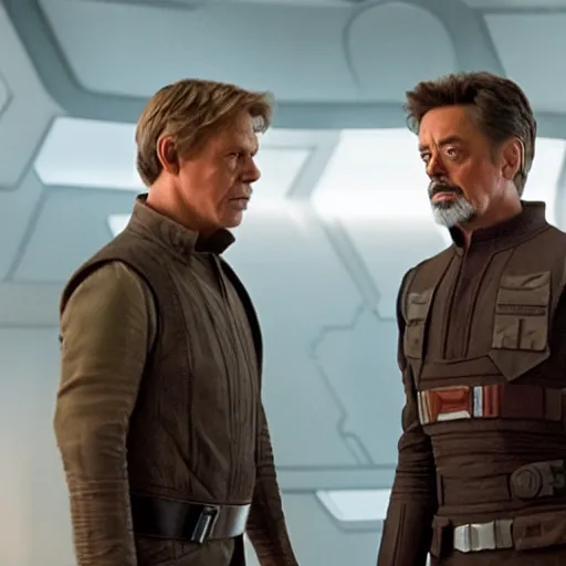 Prompt: Luke Skywalker meets tony stark in movie avengers endgame