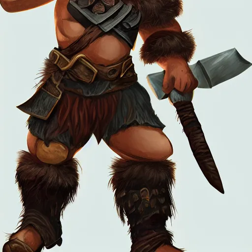 Image similar to male halfling barbarian-rogue, dungeons and dragons, amazing detail, character concept art, illustration, fantasy, 4k