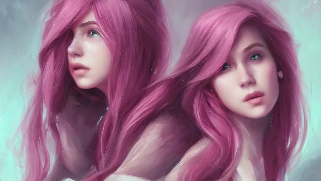Image similar to a single teen girl, pink hair, gorgeous, amazing, elegant, intricate, highly detailed, digital painting, artstation, concept art, sharp focus, illustration, art by Ross tran