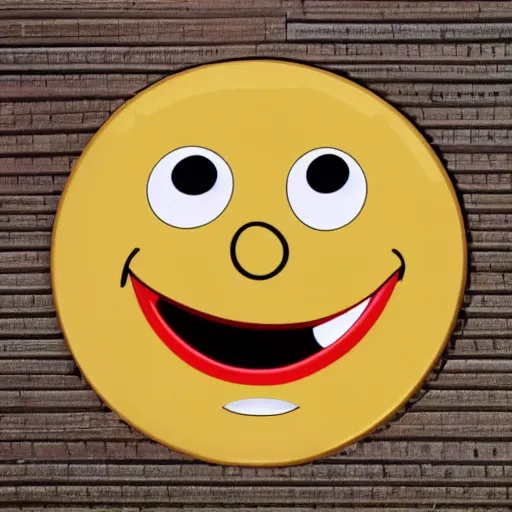 Image similar to circular yellow smiling cartoon face licking itself, very happy, YUMMYS CALLS