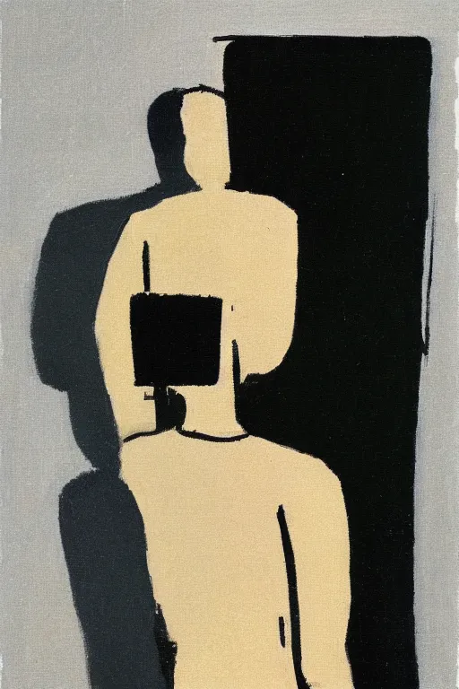 Image similar to man looking into a mirror, 1960’s minimalist advertising illustration, painterly, expressive brush strokes