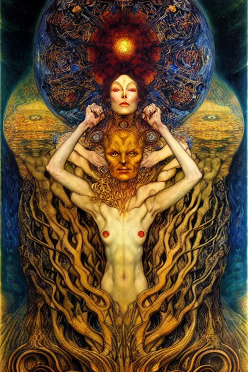 Image similar to Divine Chaos Engine by Karol Bak, Jean Delville, William Blake, Gustav Klimt, and Vincent Van Gogh, symbolist, visionary