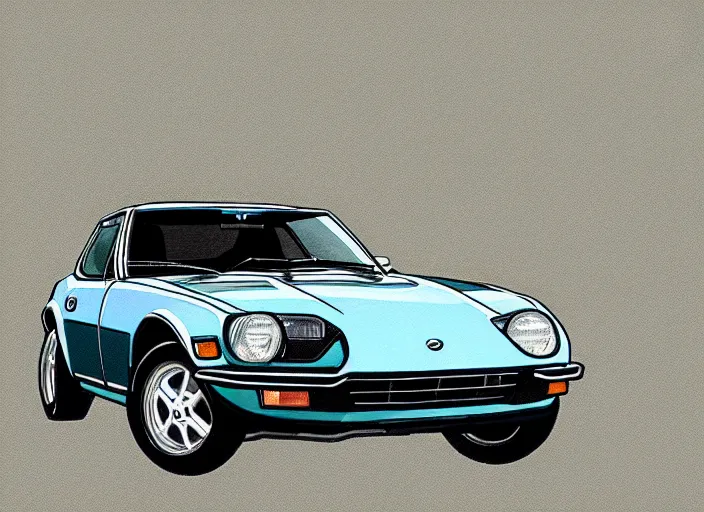 Image similar to a datsun 2 4 0 z in the art style of friedrich, caspar david