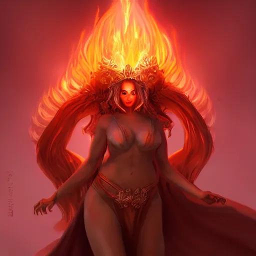 Image similar to A fantasy-like image of the Goddess of Flames, by Max Hay, trending on artstation, 8k