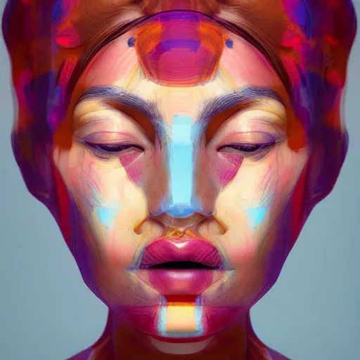 Image similar to abstract 3d female portrait by james jean and Jason Chan, redering, redshift, octane