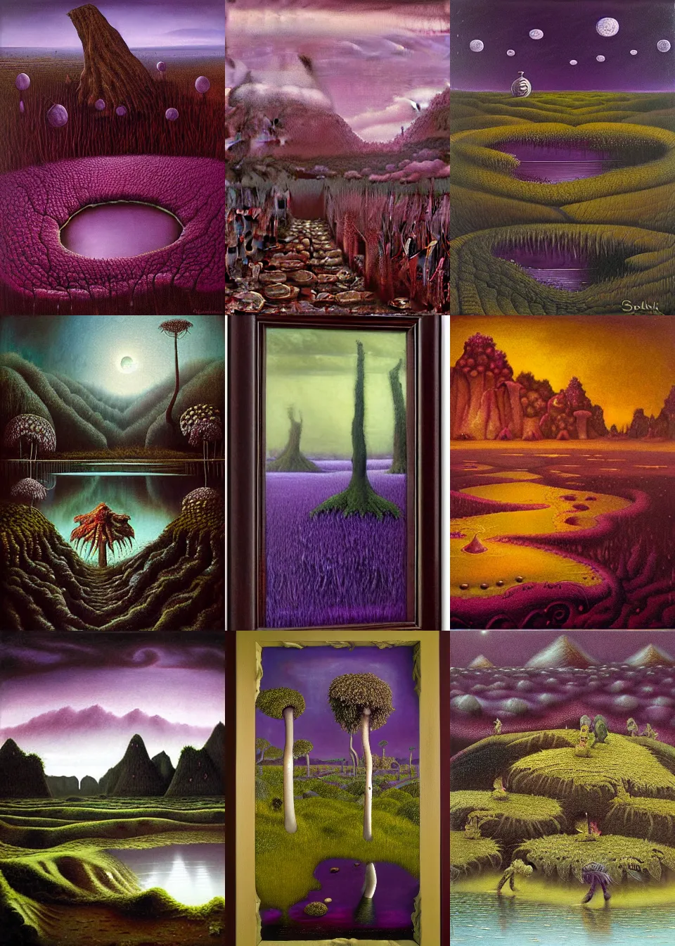 Prompt: dark purple swamp, by anguissola sofonisba, jacek yerka