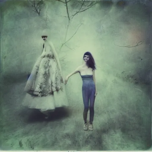 Image similar to surreal polaroid of dream of fashion shoot by andrei tarkovsky and stephen gammell, liminal space, photorealistic, high definition, technicolor, award - winning photography, masterpiece, amazing colors,