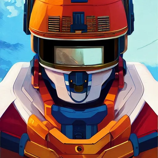 Image similar to a portrait of a stunning beautiful elite gundam pilot, with an intricate, detailed, urban inspired hiphop afro futuristic helmet, vector behance hd jesper ejsing, rhads, makoto shinkai, lois van baarle, ilya kuvshinov, rossdraws, hd, 3 2 k, ilya kuvshinov, gustav klimt