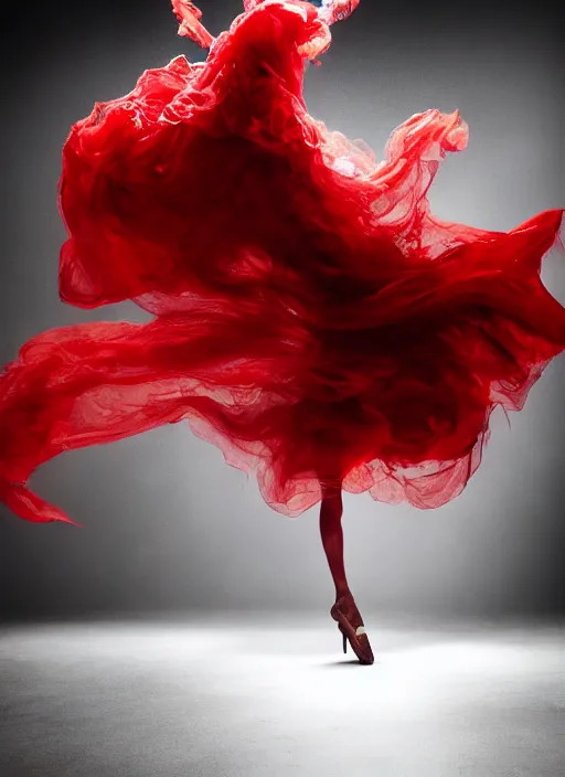 Prompt: a Photorealistic dramatic hyperrealistic render of a glamorous beautiful Lovecraftian monster smoke dancer wearing red by Ken Brower and Deborah Ory of NYC Dance project,Lois Greenfield,Flowing cloth and smoke,Beautiful dynamic dramatic dark moody lighting,volumetric,shadows,cinematic atmosphere,Octane render,8K