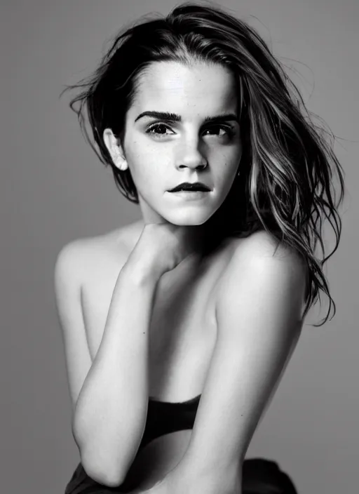 Image similar to Emma Watson as a model, intimate, portrait by Patrick Gleason