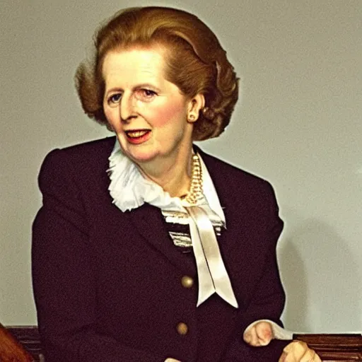 Image similar to margaret thatcher lay on a guillotine