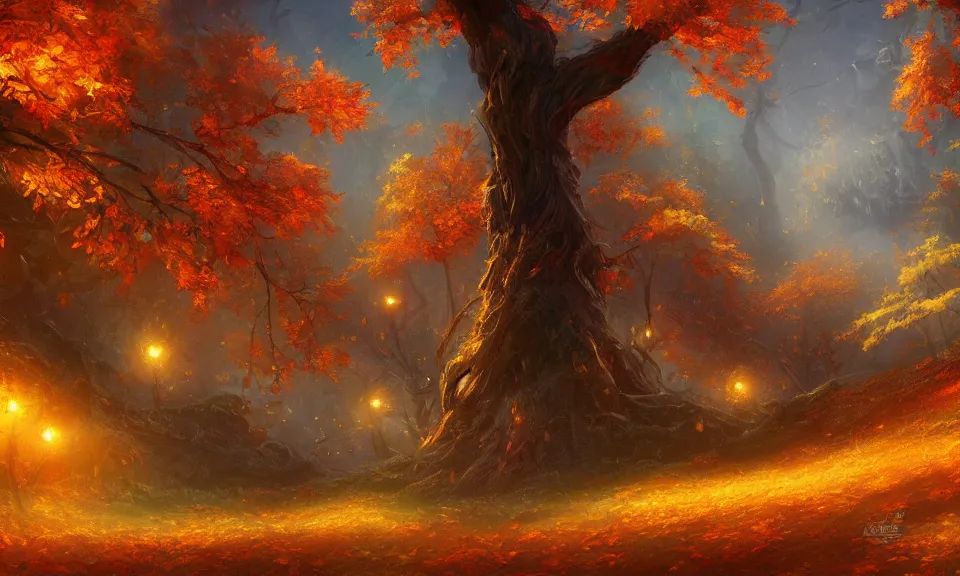 Image similar to autumn, digital art, concept art, fantasy art, highly detailed, hd wallpaper, artstation, deviantart, behance