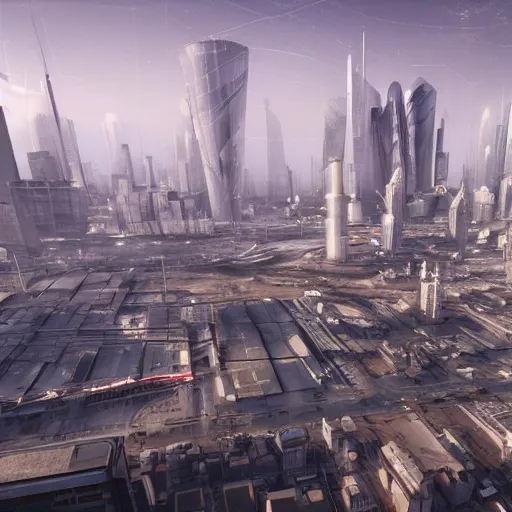 Image similar to norilsk orbit city cityscape, environmental concept art, rendered in unreal engine, cyberpunk