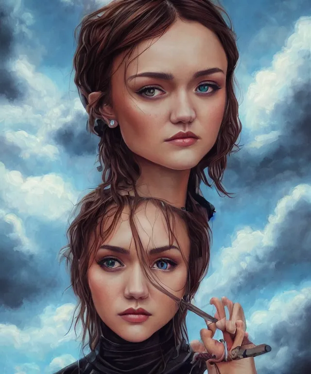 Image similar to epic fantasy portrait of olivia cooke, lowbrow painting by Artgerm