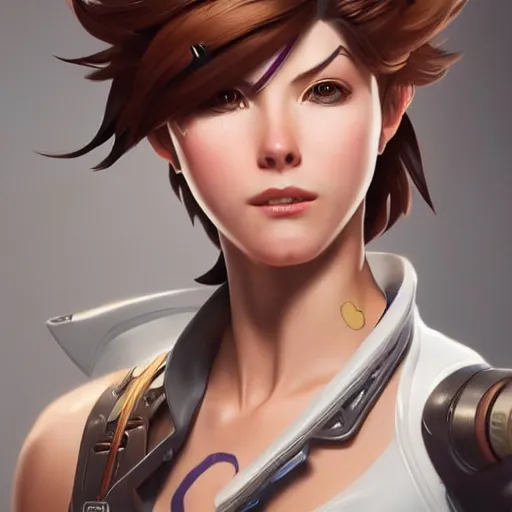 portrait of Tracer from Overwatch, centered, face, Stable Diffusion