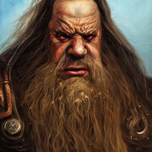 Image similar to angry dwarf, elden ring boss, matte painting, detailed, elden ring, oil on canvas