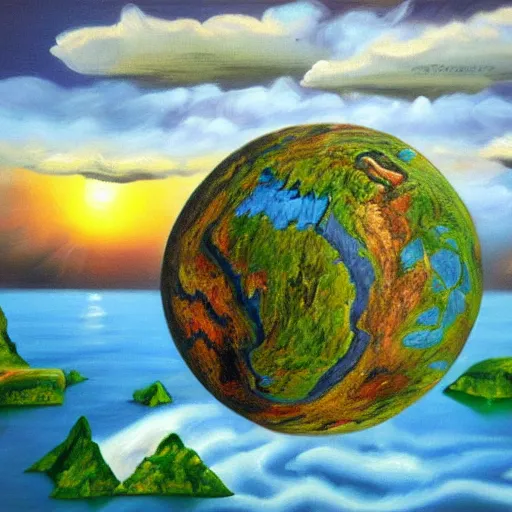 Image similar to human made climate change oil painting realistic