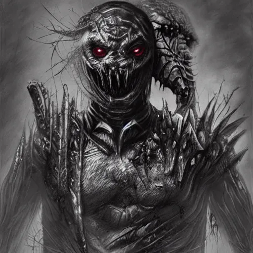 Image similar to surrealism grunge cartoon portrait sketch of Predator, by michael karcz, loony toons style, freddy krueger style, horror theme, detailed, elegant, intricate