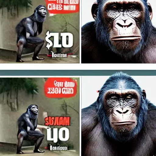 Image similar to meme where apes printing money