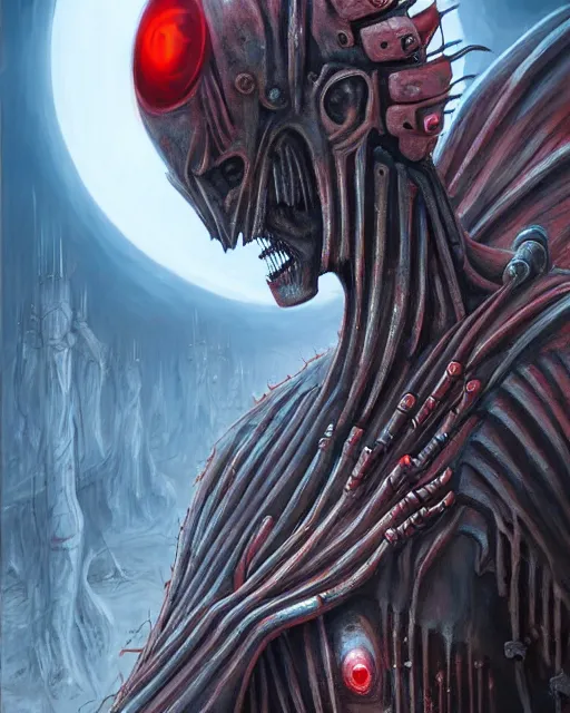 Prompt: bloody nosferatu cyborg, by antonio j. manzanedo, giger, alex grey, android jones, wayne barlowe, philippe druillet, raymond swanland, cyril rolando, josephine wall, harumi hironaka, trending on artstation